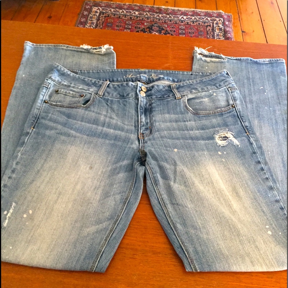 AEO🦅 destroyed paint spotted boho 👖 size 18 x 34